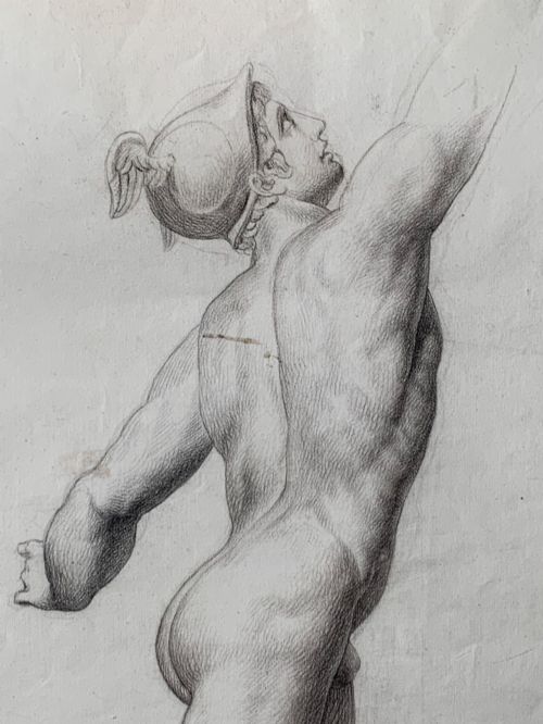 ACADEMIC PENCIL DRAWING OF THE GOD HERMES - ADDITIONAL PHOTO 2