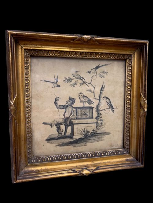 Monkey & Birds - An 18th C Etching