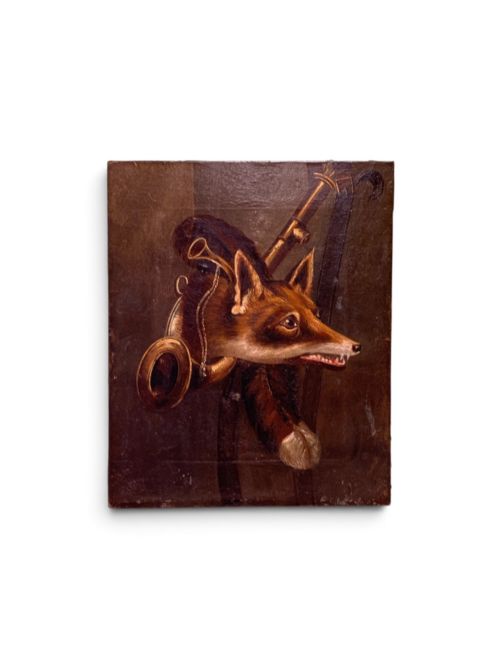 19th Century Oil Still Life with Fox  C.1844