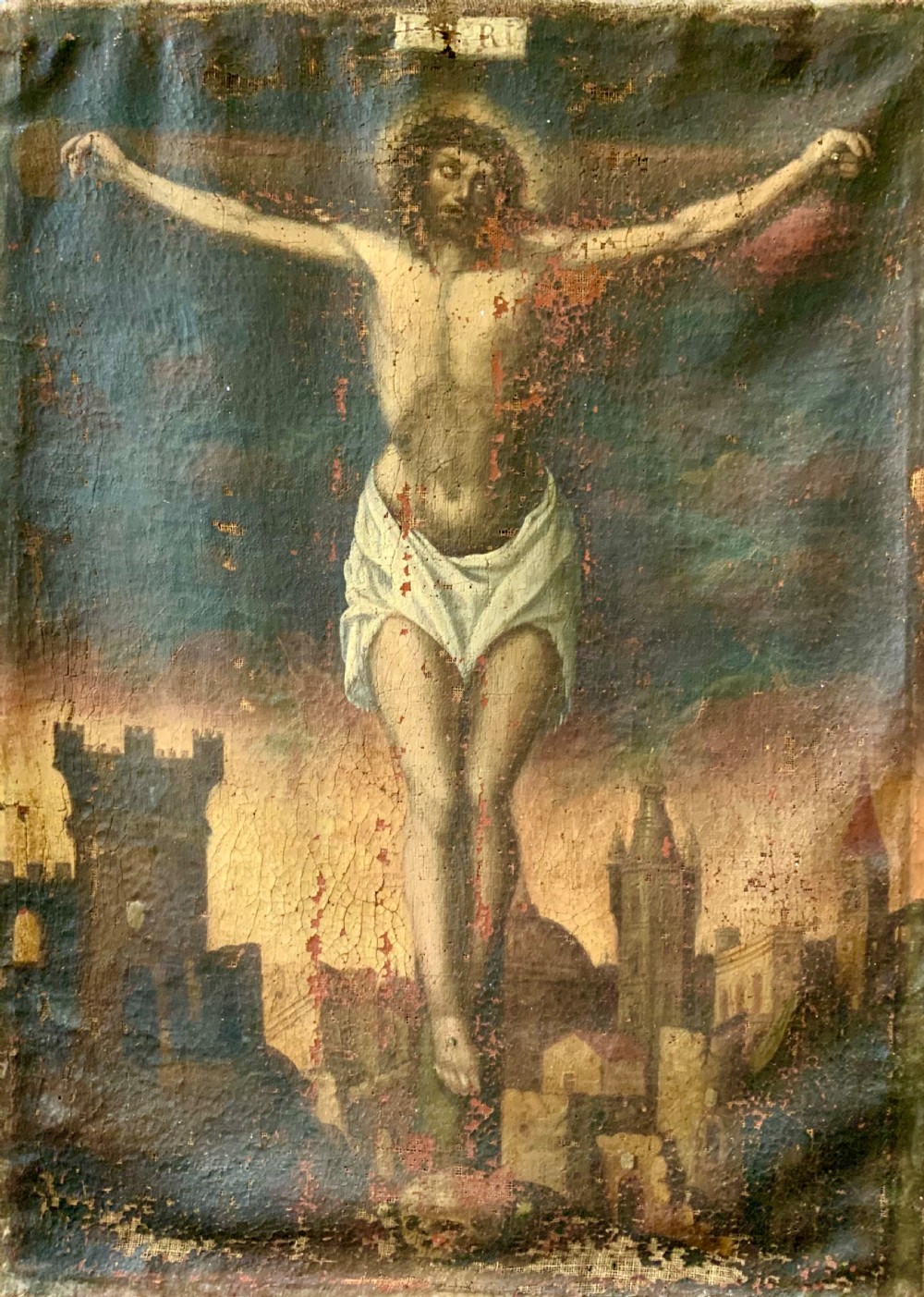 17th century oil painting of the crucifixion  View II