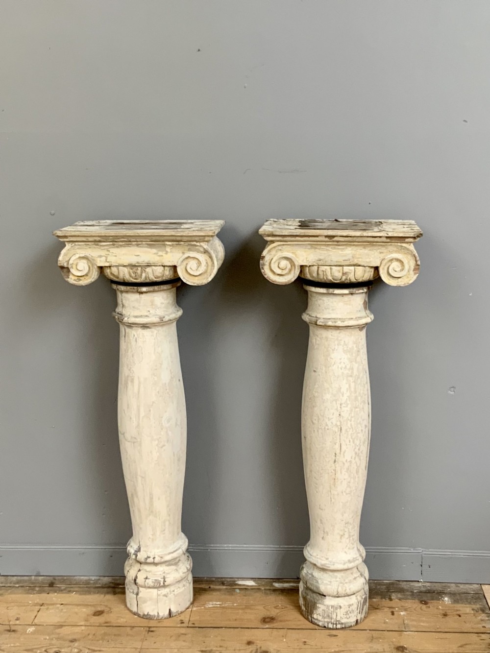 pair of 19th century carved painted pine Church Colonnade columns