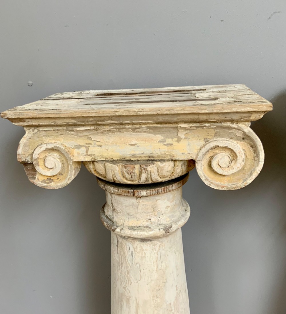 pair of 19th century carved painted pine Church Colonnade columns View IV