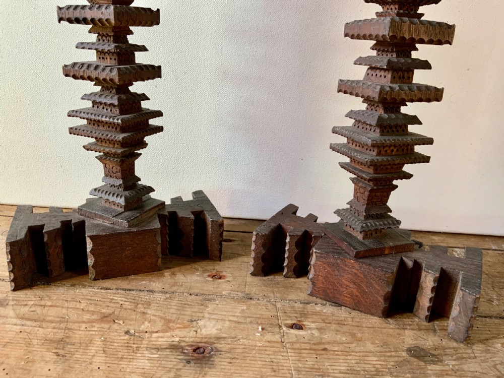 TRAMP ART PRICKET CANDLESTICKS View IV