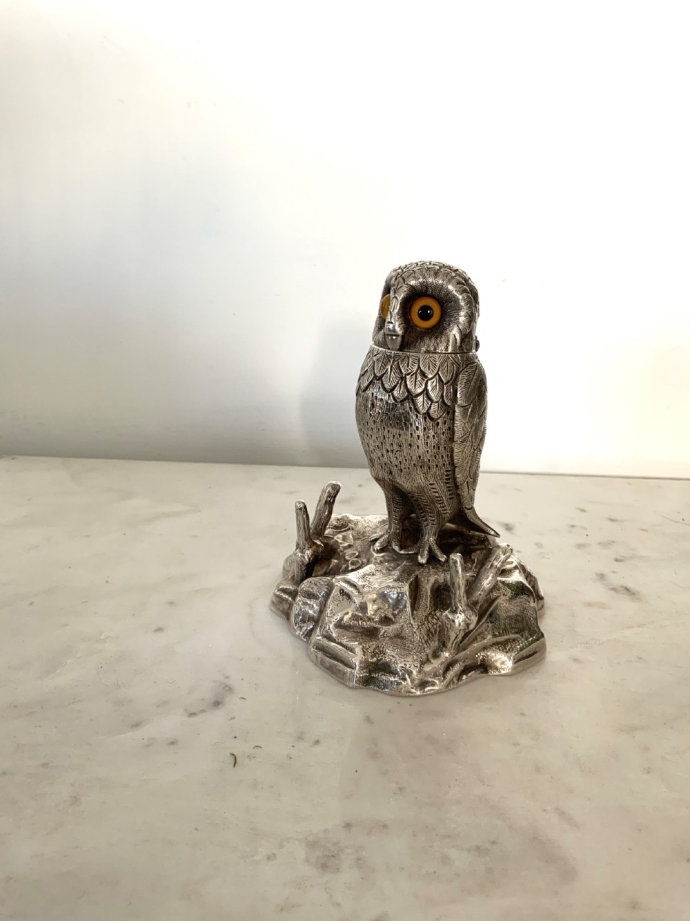 VICTORIAN NOVELTY INKSTAND IN THE FORM OF AN OWL View II