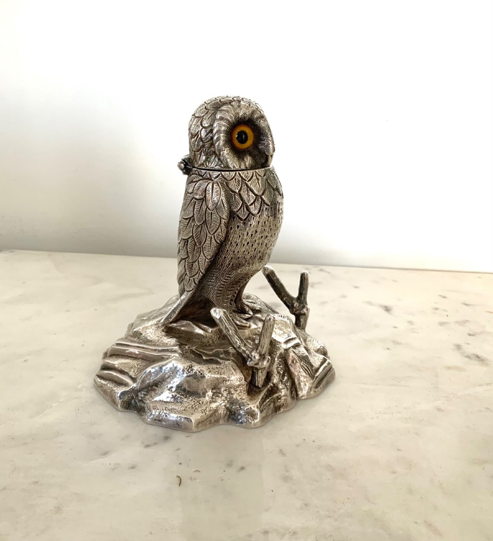VICTORIAN NOVELTY INKSTAND IN THE FORM OF AN OWL View IV