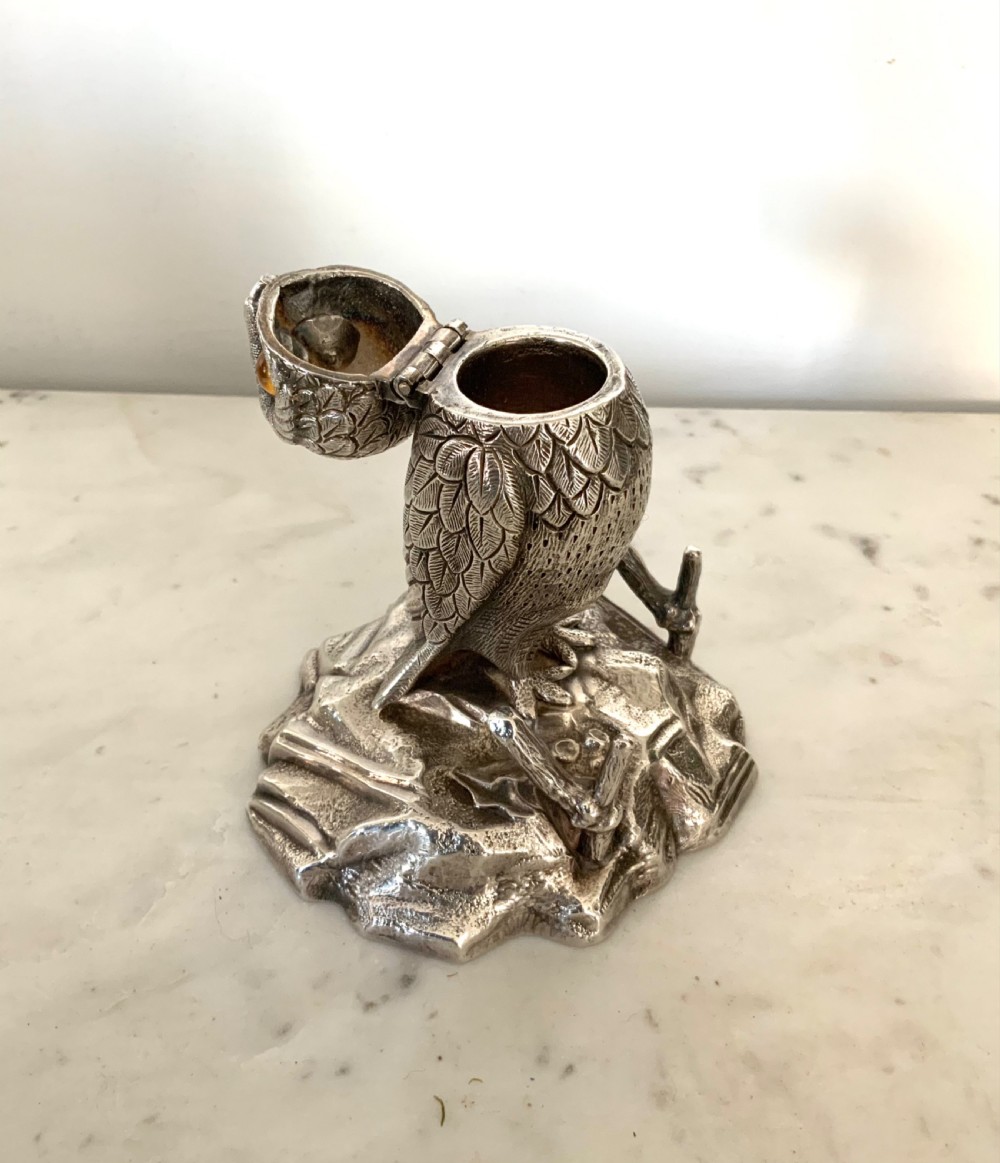 VICTORIAN NOVELTY INKSTAND IN THE FORM OF AN OWL View VIII
