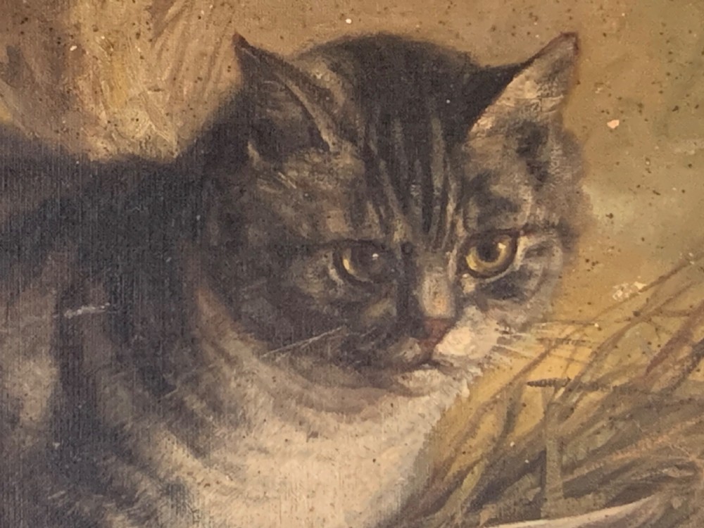 OIL PAINTING OF A CAT AND ITS PREY View III