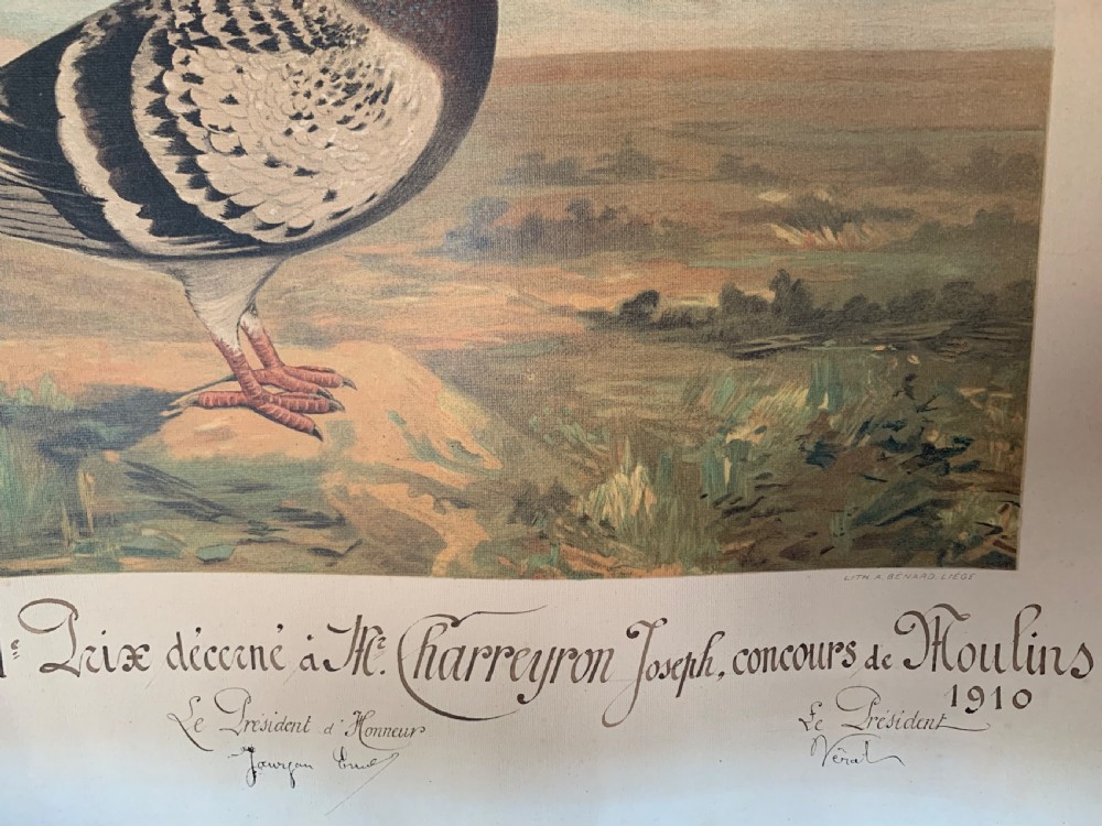 PIGEON FANCIERS’ LITHOGRAPHIC DIPLOMA 1910 View II