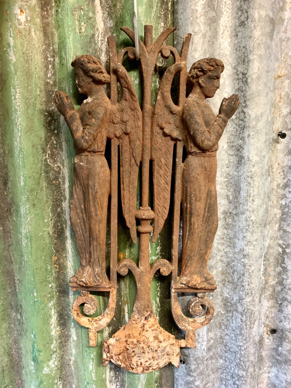 FRENCH 19thC CAST IRON ANGELS