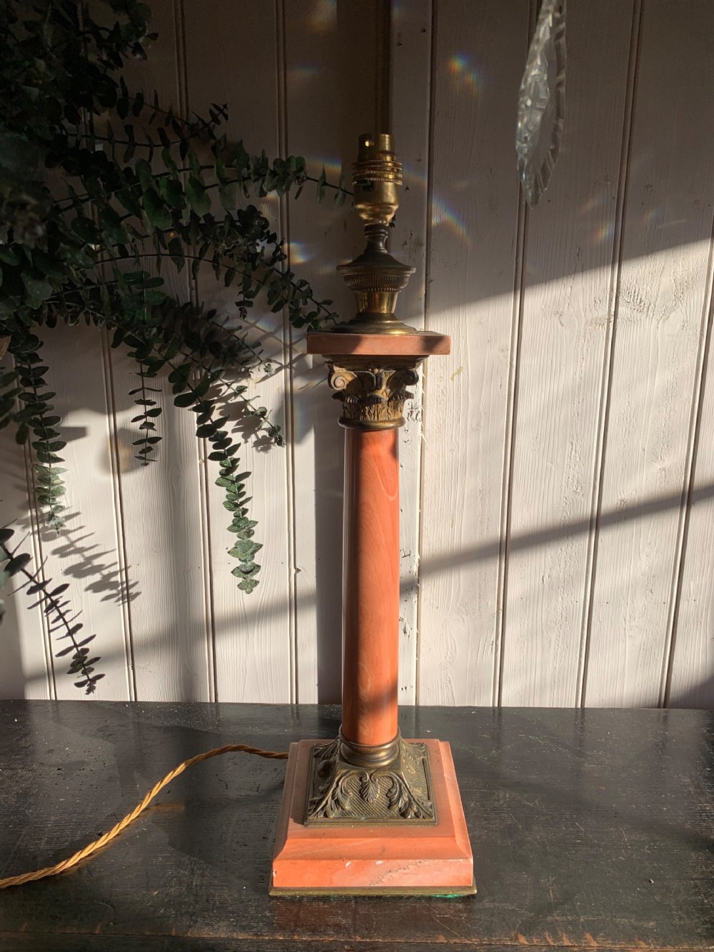 GRAND TOUR STYLE ANTIQUE CORINTHIAN MARBLE LAMP