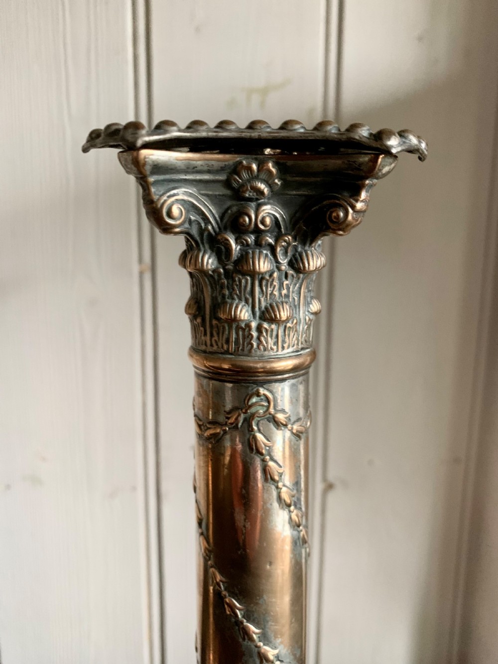 OLD SHEFFIELD CORINTHIAN CANDLESTICKS View III