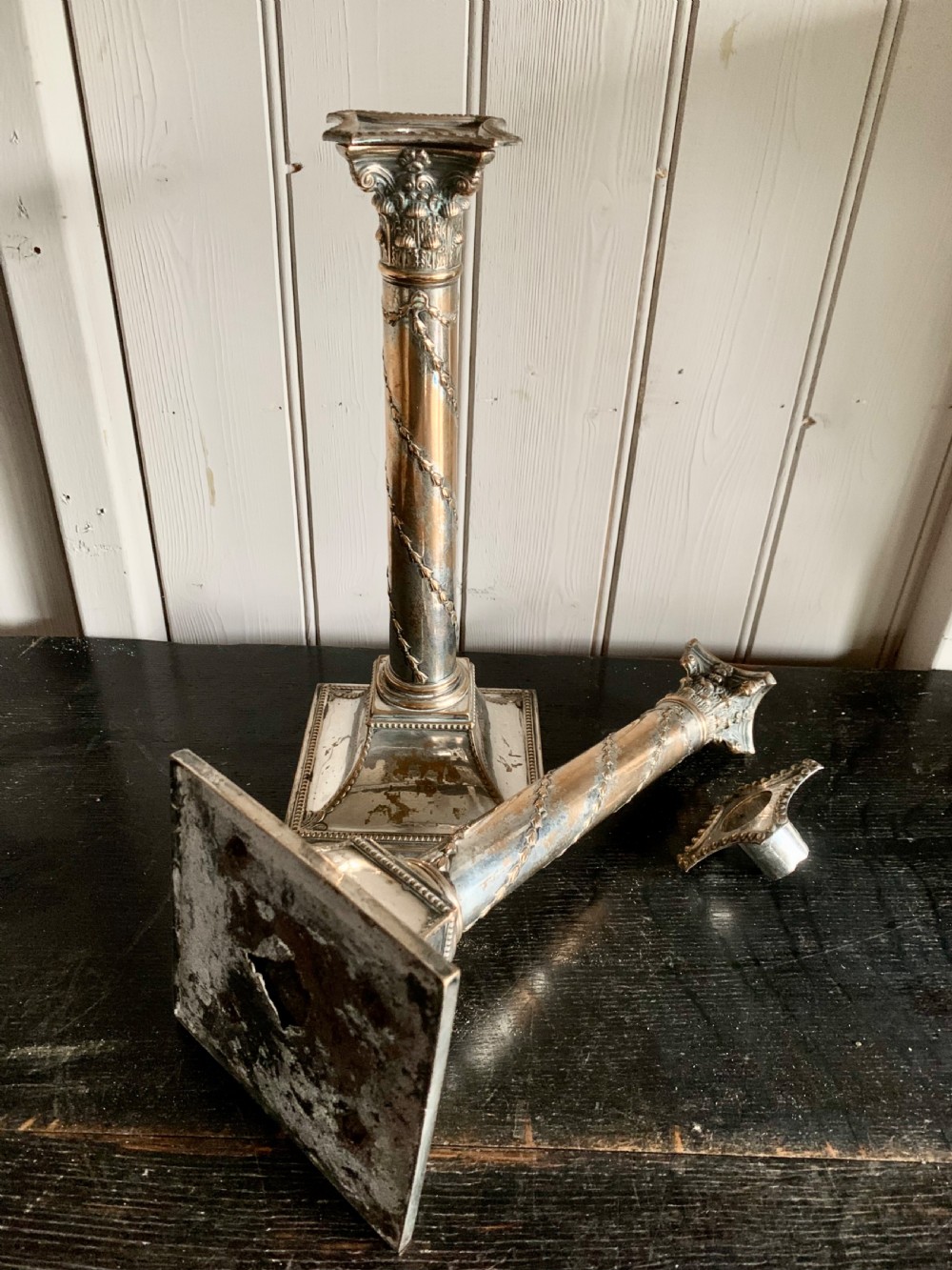 OLD SHEFFIELD CORINTHIAN CANDLESTICKS View IV