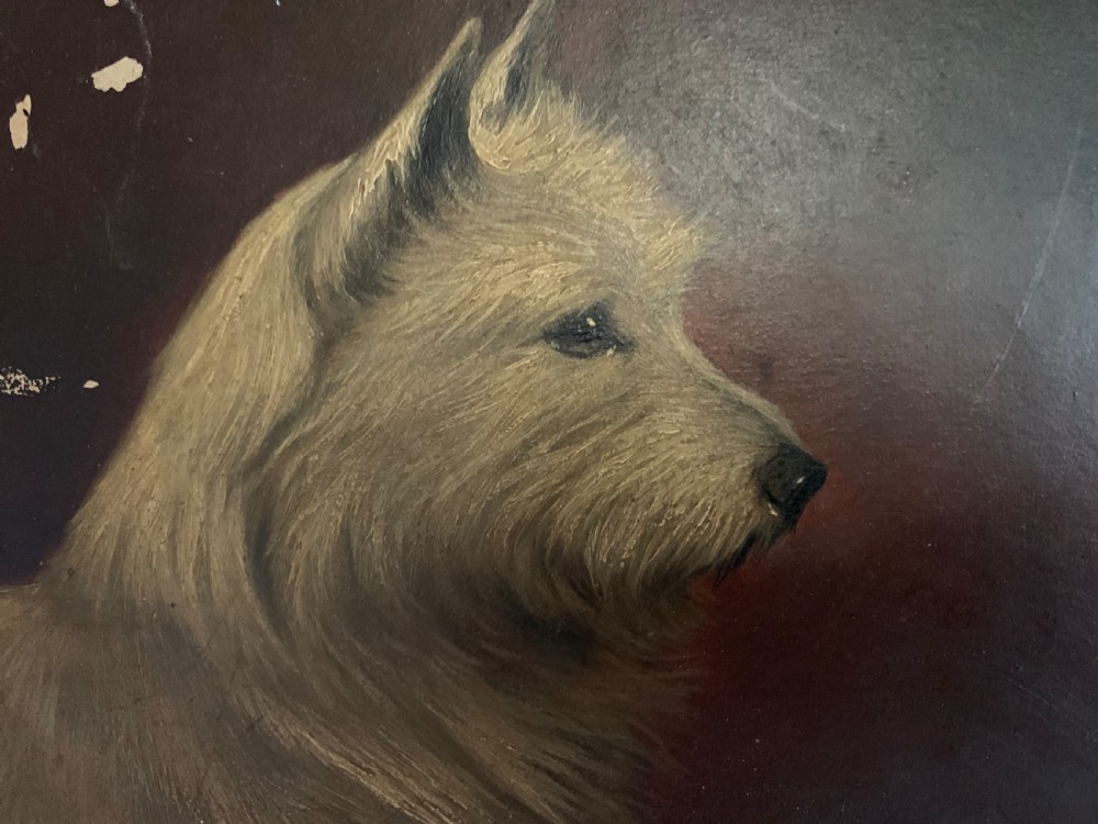 OIL ON BOARD OF A TERRIER DOG View IV