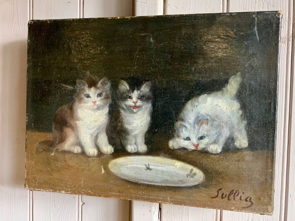KITTENS 19thC OIL, FRENCH SCHOOL View III