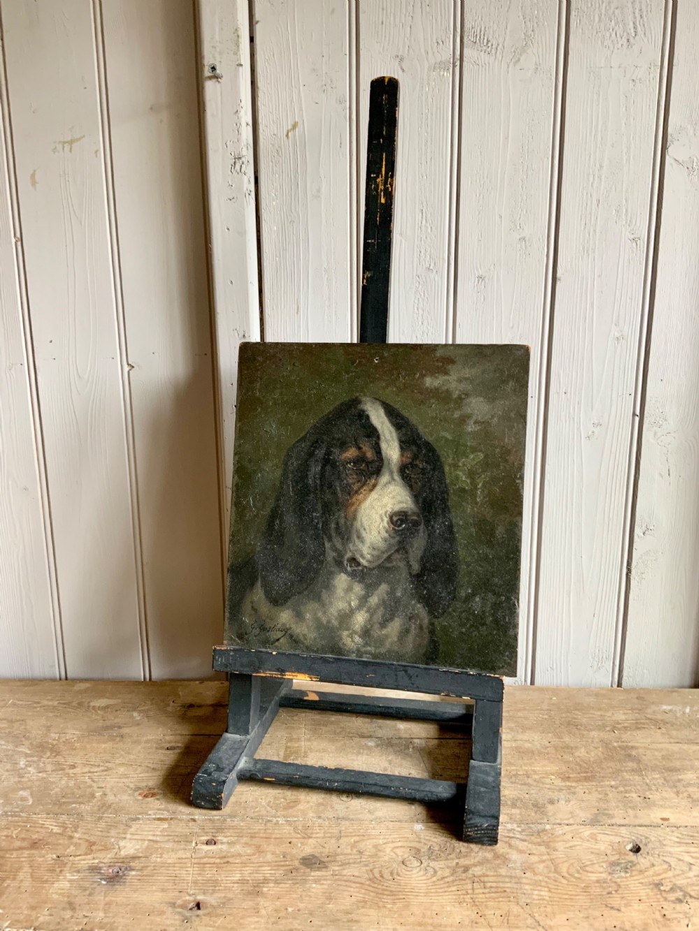 FRENCH 19th CENTURY PORTRAIT OF A DOG ON PANEL View II