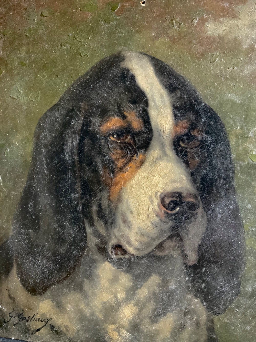 FRENCH 19th CENTURY PORTRAIT OF A DOG ON PANEL View V