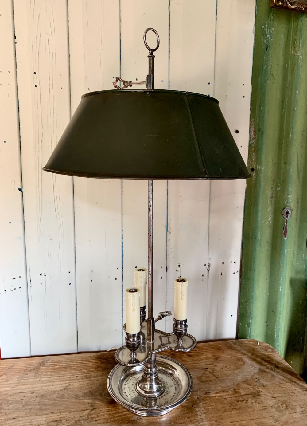 SILVER PLATED BOUILLOTTE LAMP