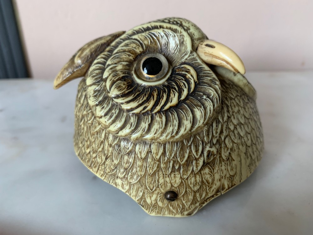 FRENCH TABLE OR COUNTER BELL IN THE FORM OF AN OWL’S HEAD c.1920 View II
