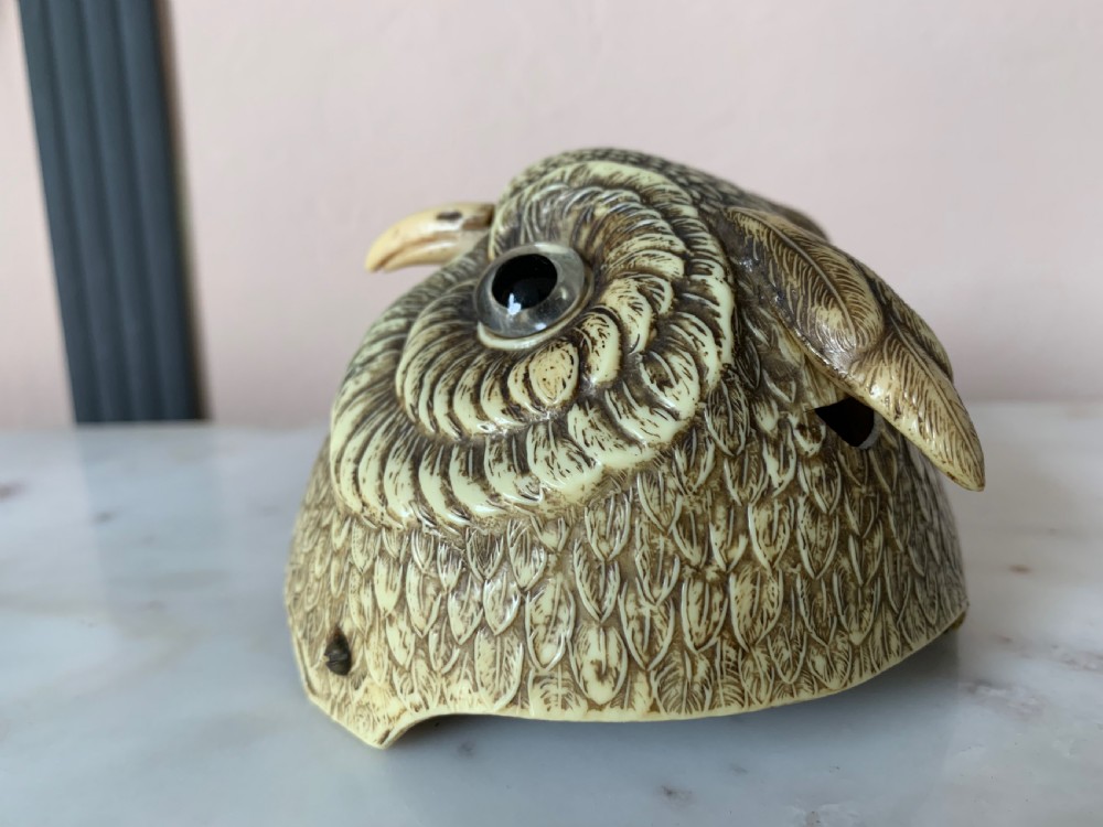 FRENCH TABLE OR COUNTER BELL IN THE FORM OF AN OWL’S HEAD c.1920 View III
