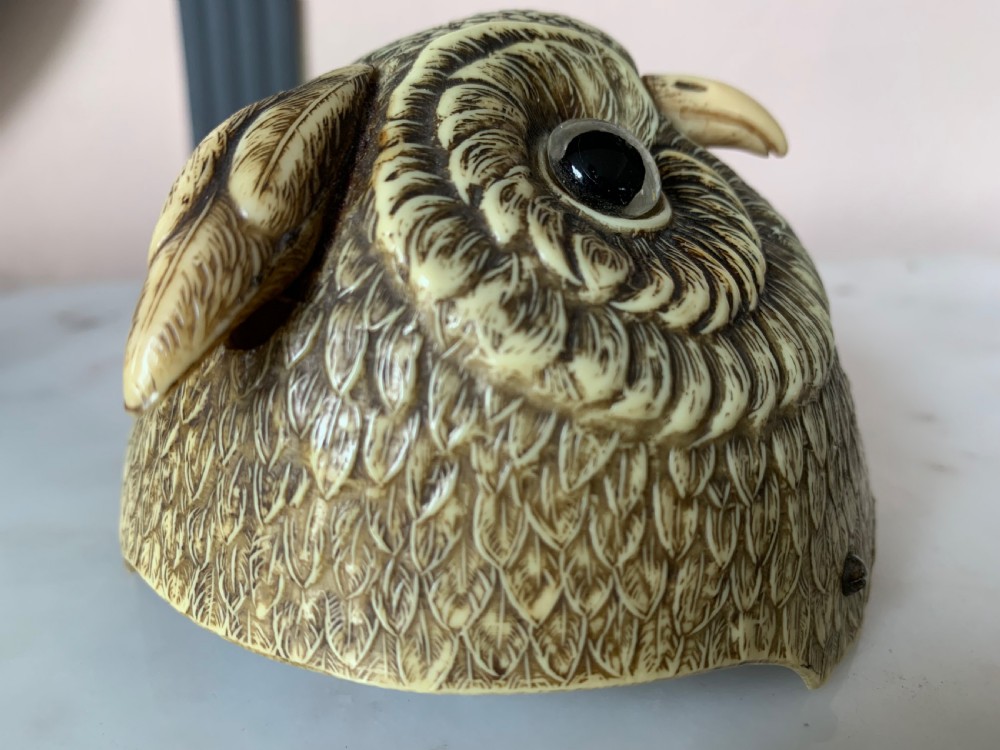 FRENCH TABLE OR COUNTER BELL IN THE FORM OF AN OWL’S HEAD c.1920 View V