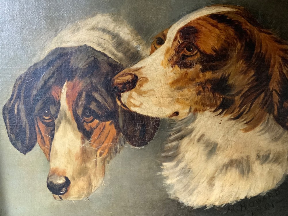 FINE ANTIQUE PAIR OF DOG PORTRAITS View VI