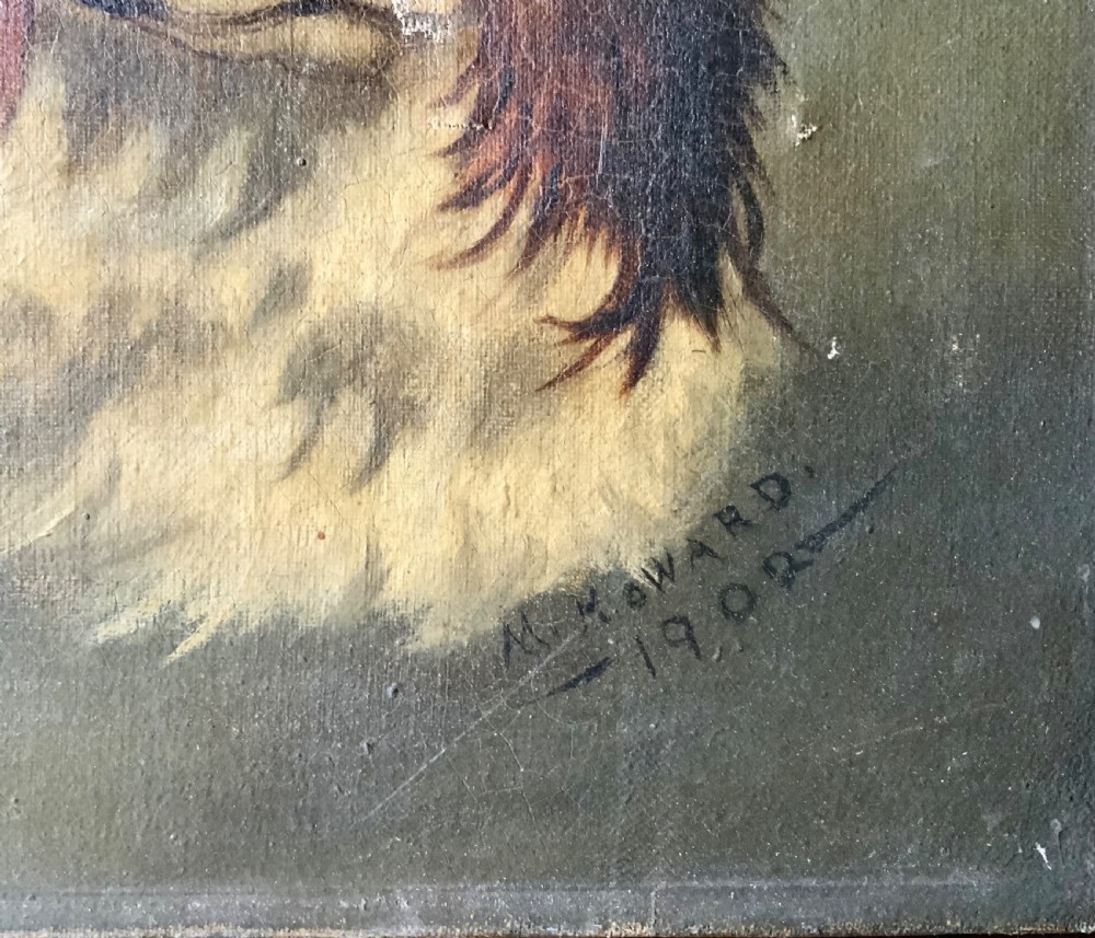 FINE ANTIQUE PAIR OF DOG PORTRAITS View VII