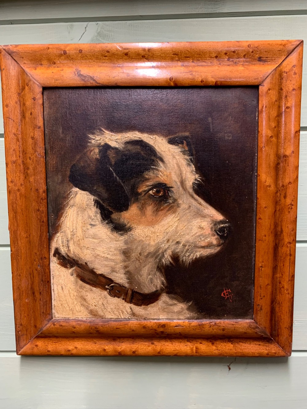 DOG PORTRAIT 19th CENTURY OIL