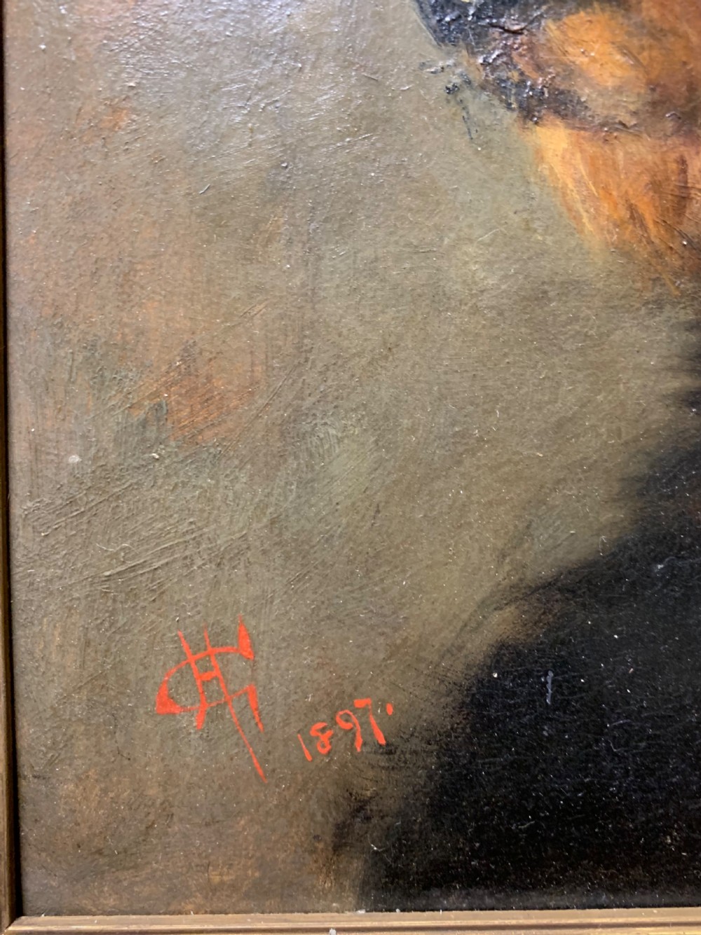 OIL PORTRAIT OF A DOG DATED 1897 View IV