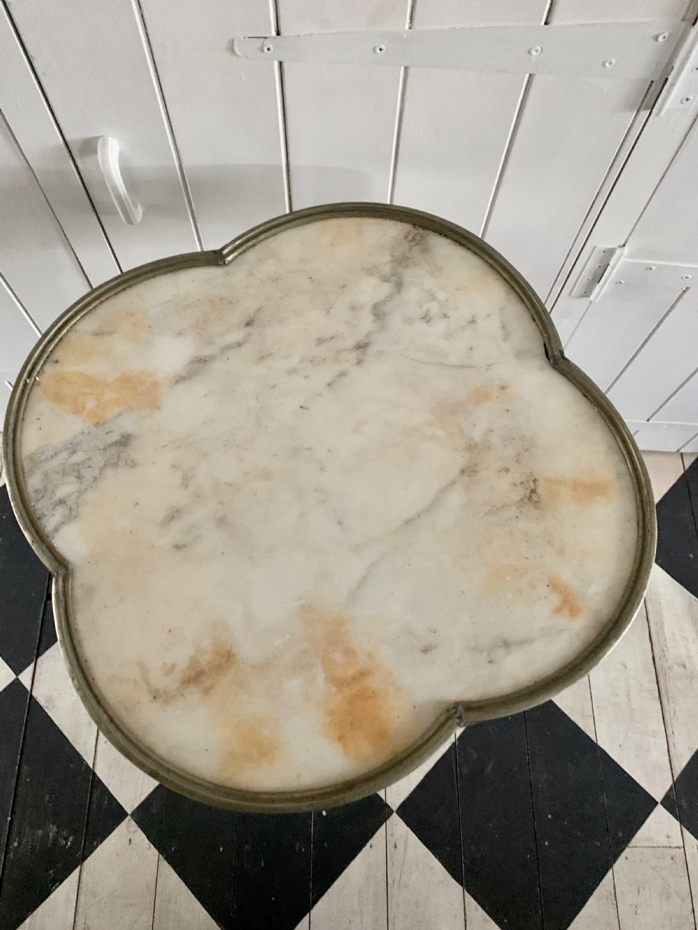 RARE FRENCH ART NOUVEAU PERIOD QUATREFOIL MARBLE TOP CAFÉ TABLE View IX