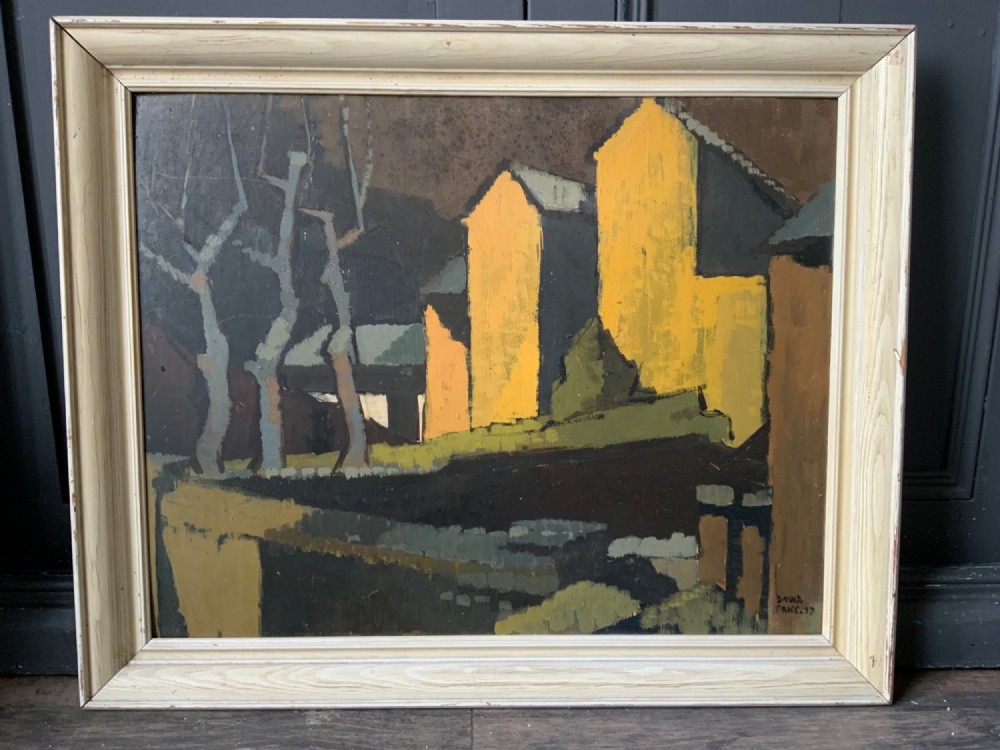 MID CENTURY OIL ON BOARD - ORIGINAL FRAME