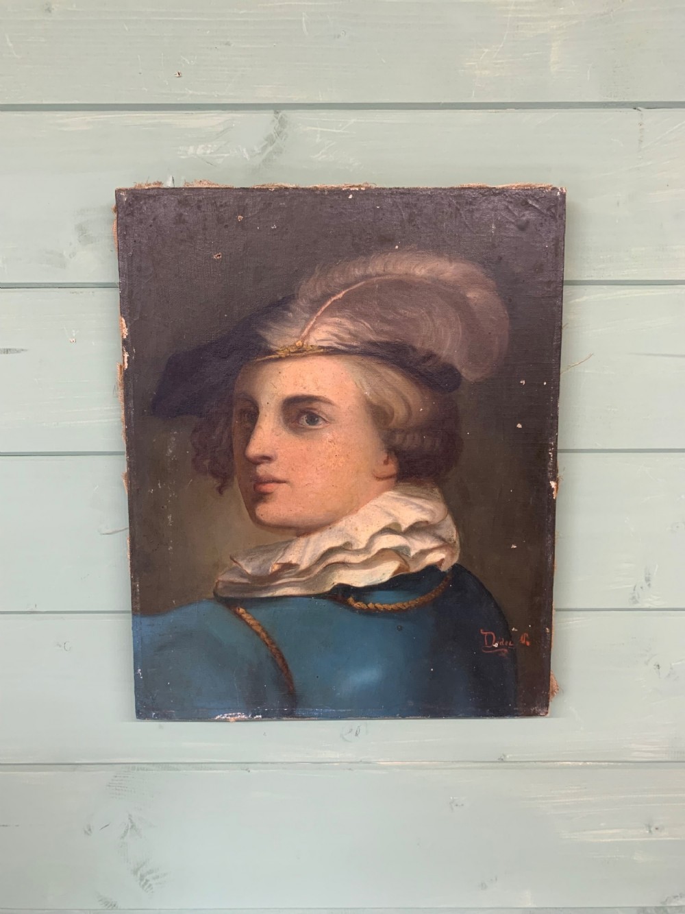 MAN WITH PLUMED HAT - OIL ON CANVAS - FRENCH SCHOOL