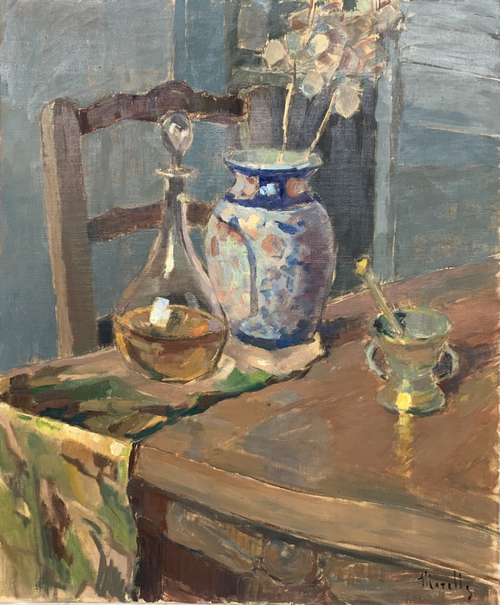 MID CENTURY STILL LIFE OIL ON CANVAS View III