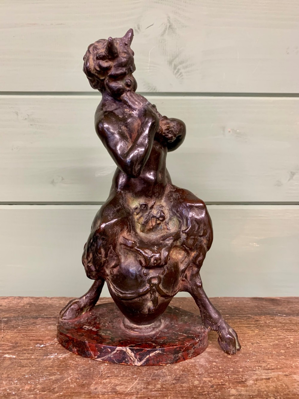 19th C BRONZED FIGURE OF A SATYR 