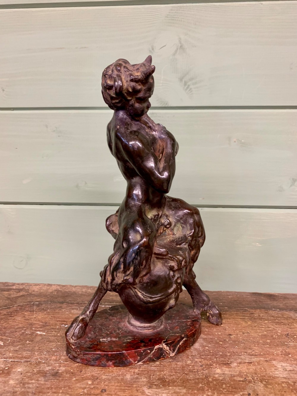 19th C BRONZED FIGURE OF A SATYR  View II