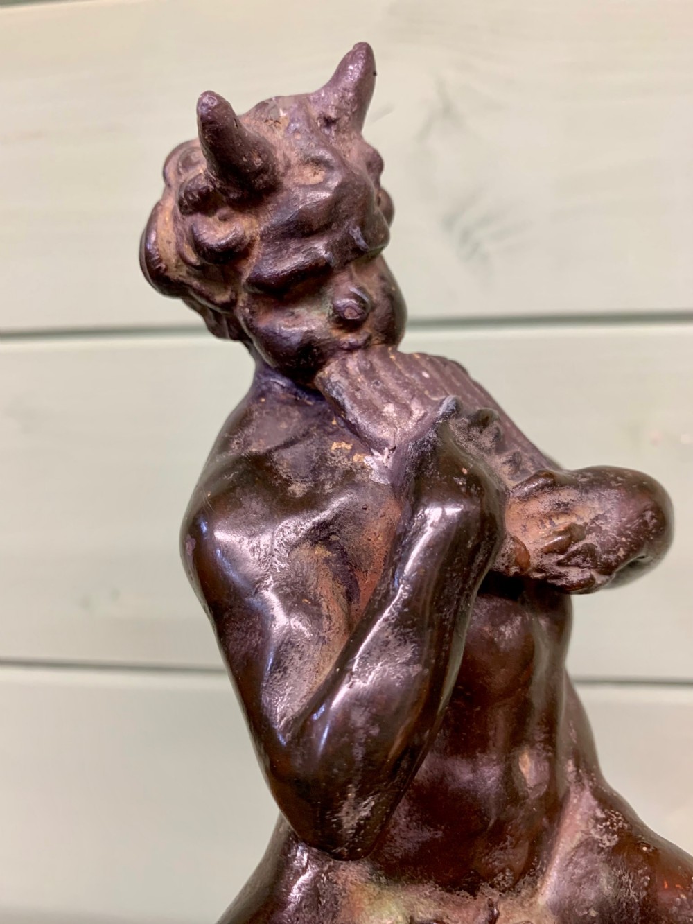 19th C BRONZED FIGURE OF A SATYR  View III