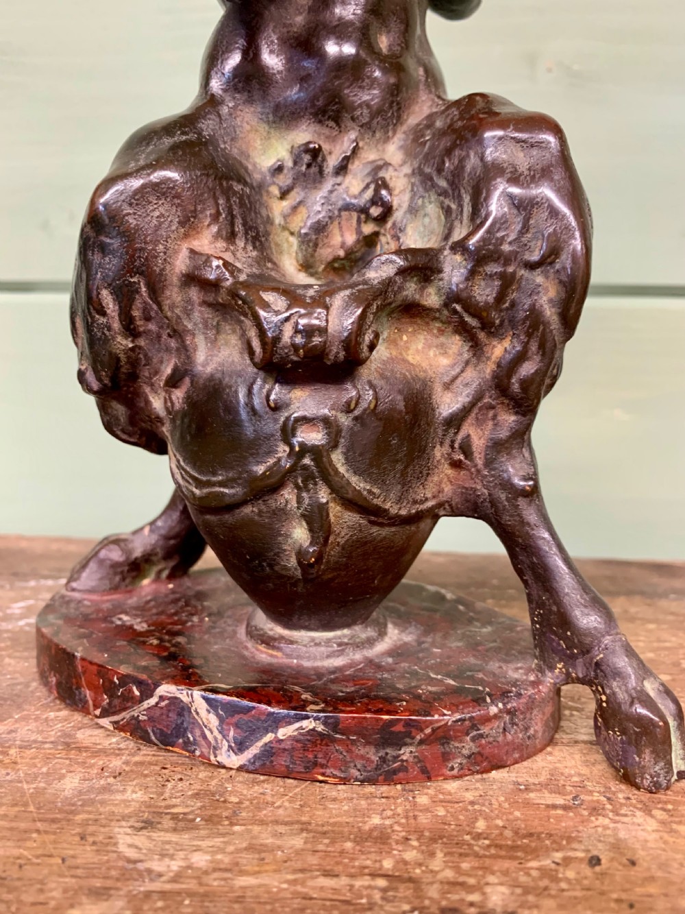 19th C BRONZED FIGURE OF A SATYR  View IV