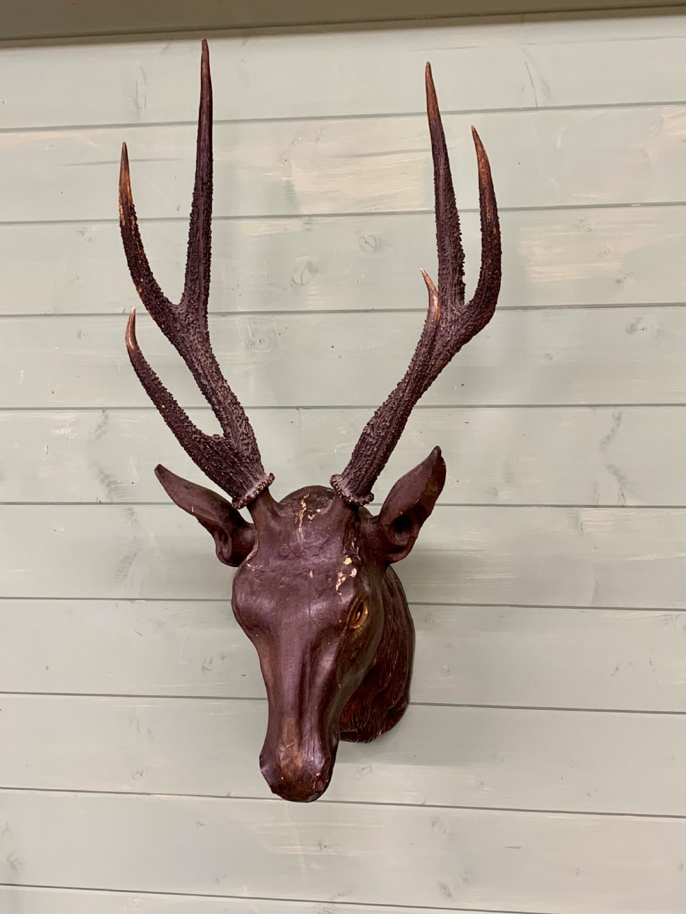 19th C CARVED STAG HEAD MOUNT View II