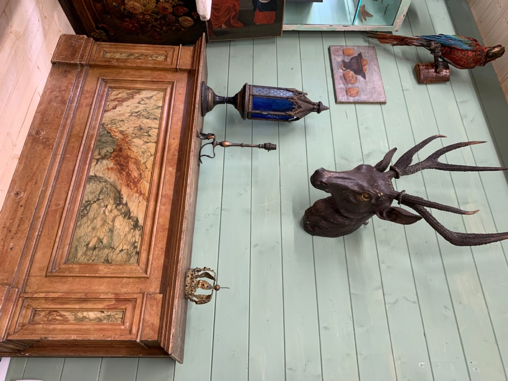 19th C CARVED STAG HEAD MOUNT View IV