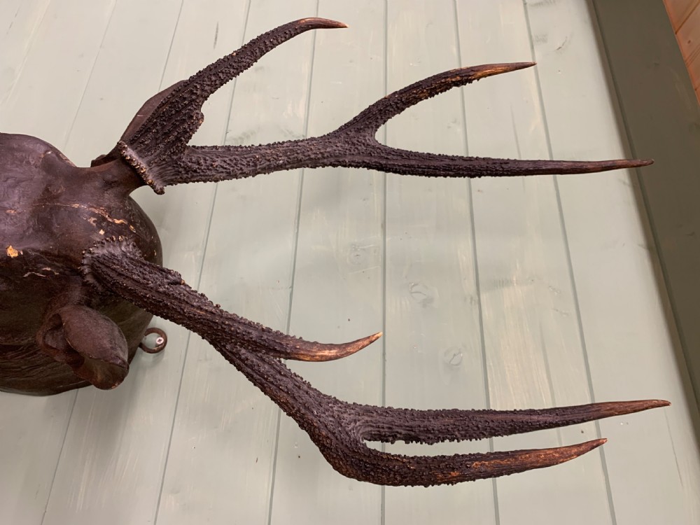 19th C CARVED STAG HEAD MOUNT View VIII