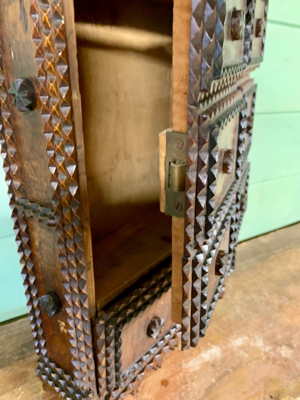 19th C TRAMP ART WALL CABINET View VII