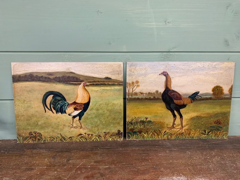 NAIVE SCHOOL - PAIR OF OILS ON BOARDS