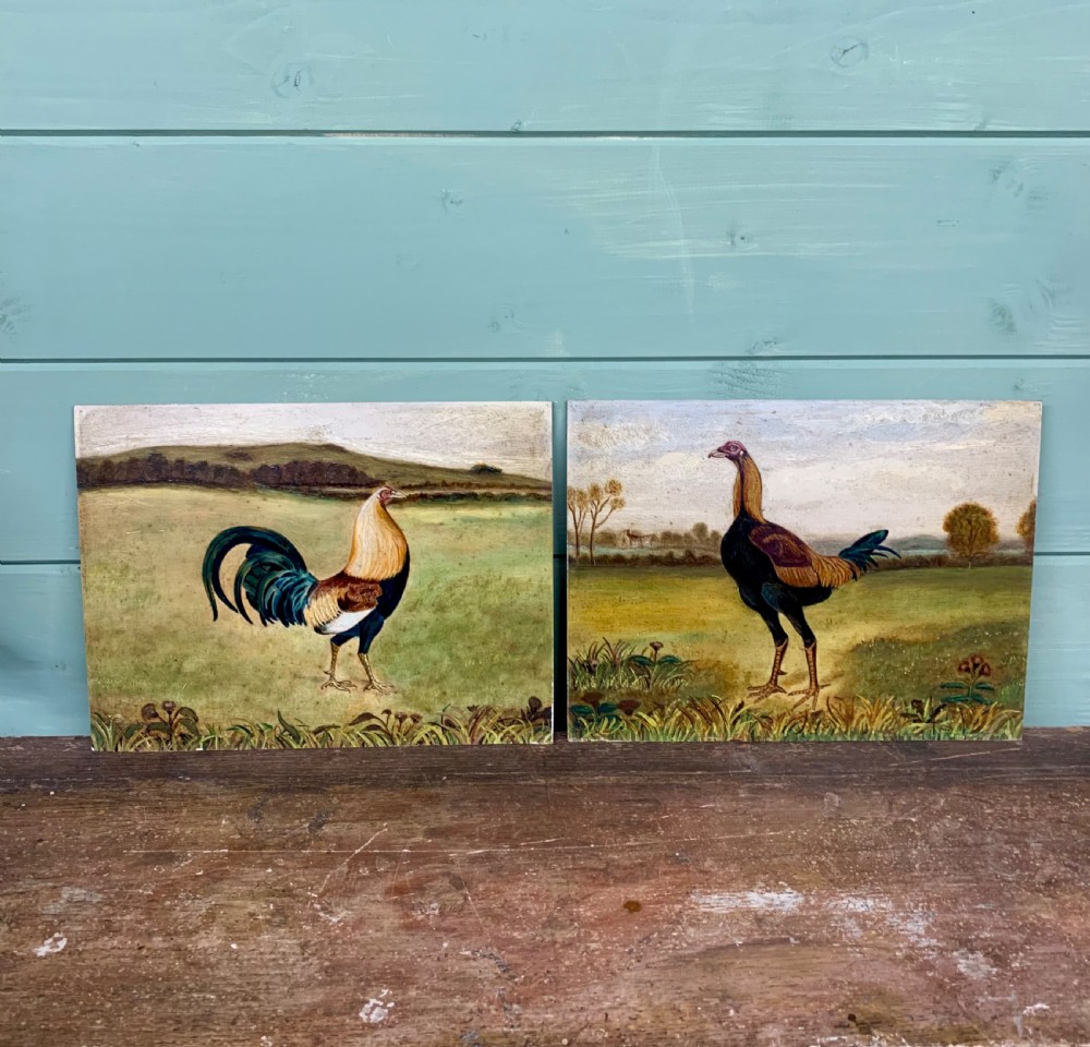 NAIVE SCHOOL - PAIR OF OILS ON BOARDS View II