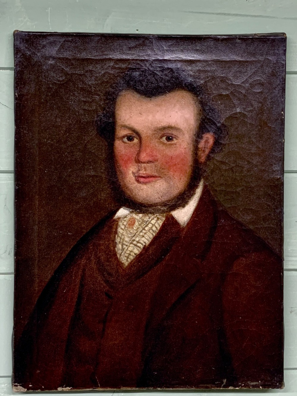 19th C NAIVE SCHOOL OIL ON CANVAS