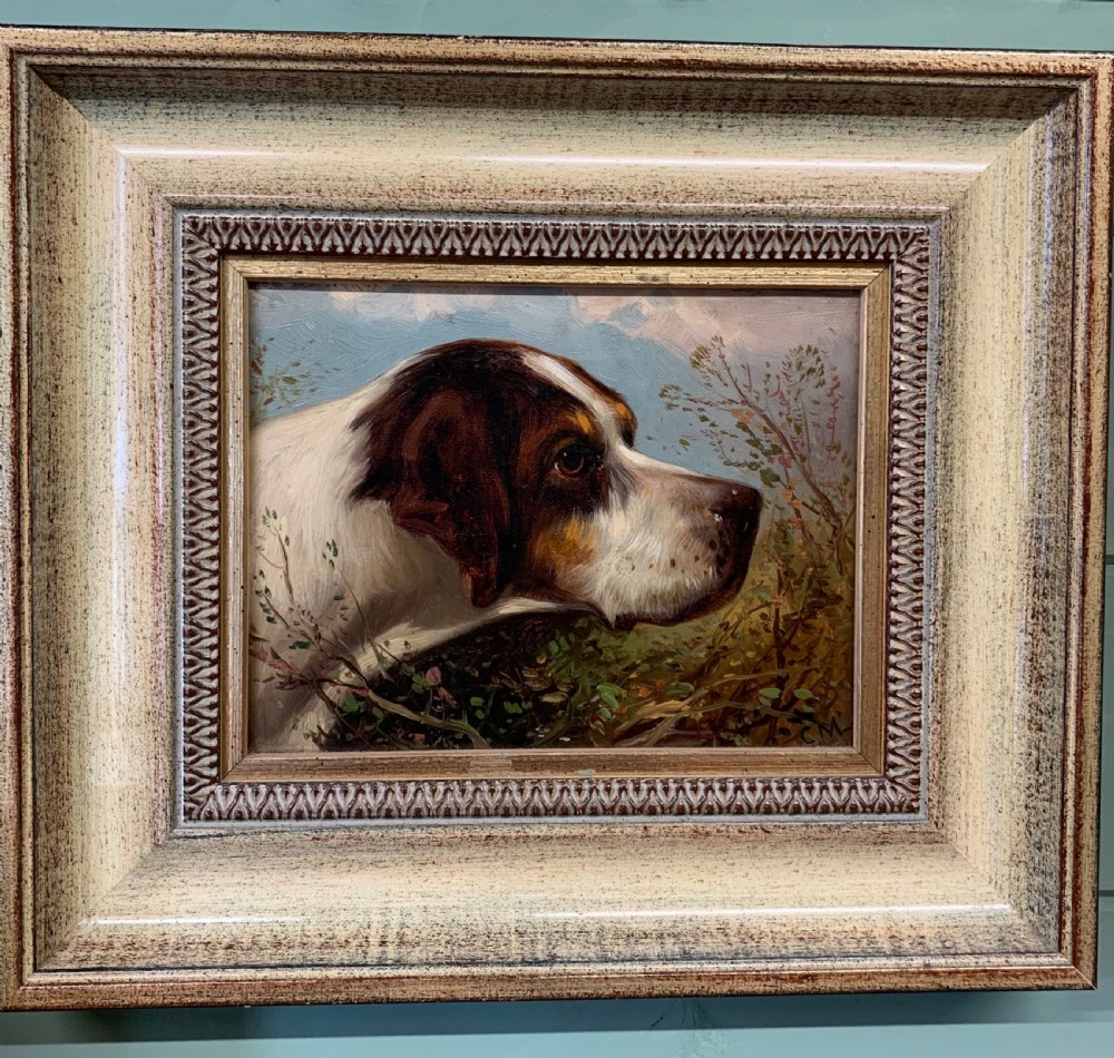 A fine 19thC pair of oil portraits of dogs View III