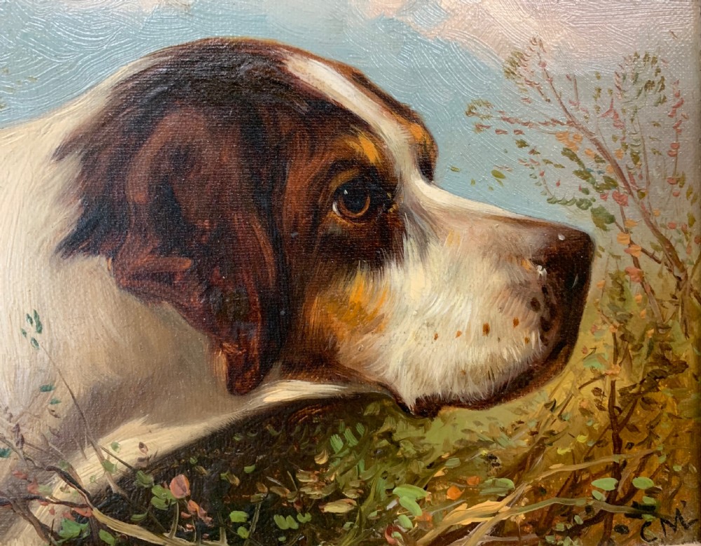 A fine 19thC pair of oil portraits of dogs View VI