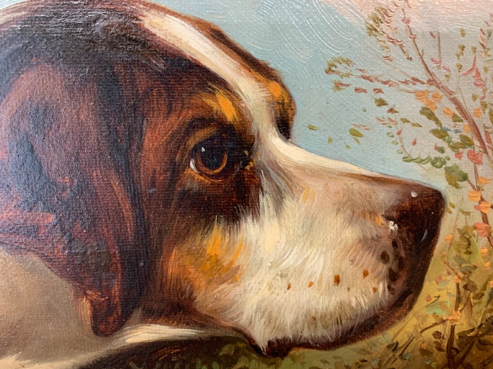 A fine 19thC pair of oil portraits of dogs View VII