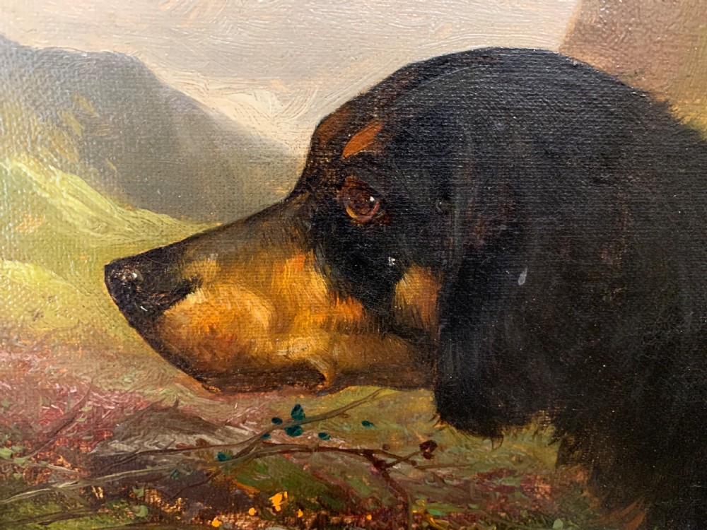 A fine 19thC pair of oil portraits of dogs View IX