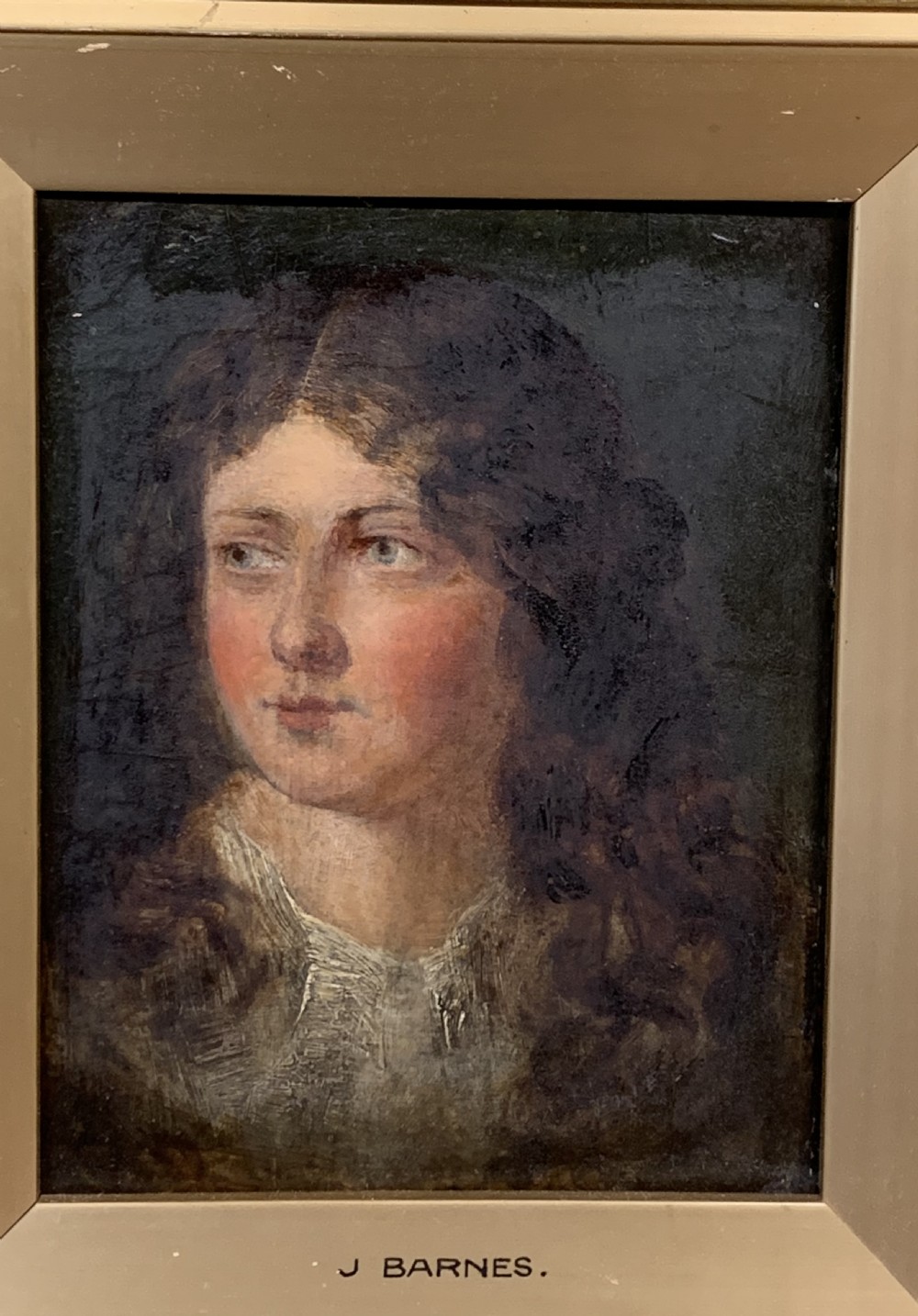 19Th C Oil Portrait By James Barnes 1885 View II