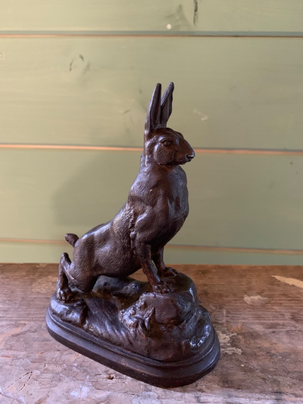 19thC BRONZED FIGURE OF A HARE