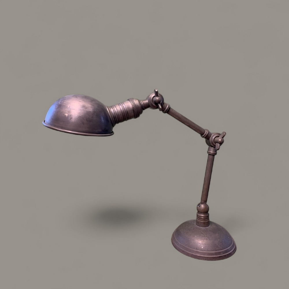 FRENCH ARTICULATED NICKEL PLATED DESK LAMP